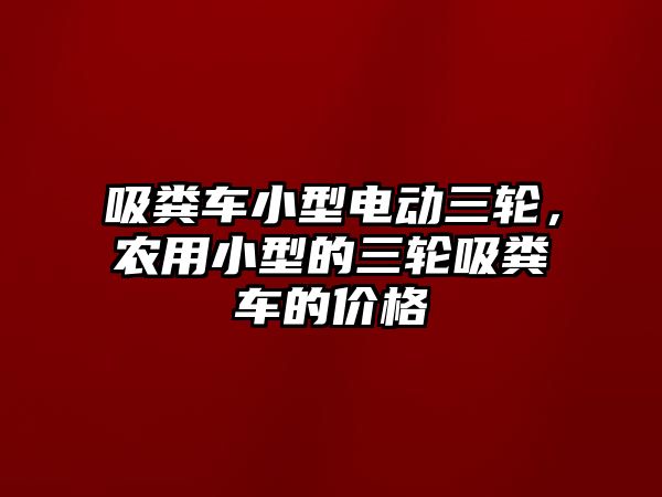 吸糞車小型電動三輪，農用小型的三輪吸糞車的價格