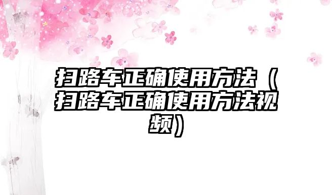 掃路車正確使用方法（掃路車正確使用方法視頻）