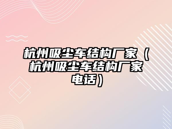 杭州吸塵車結構廠家（杭州吸塵車結構廠家電話）