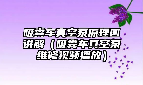 吸糞車真空泵原理圖講解（吸糞車真空泵維修視頻播放）