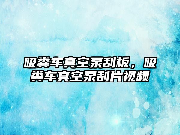 吸糞車真空泵刮板，吸糞車真空泵刮片視頻