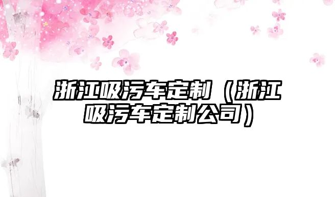 浙江吸污車定制（浙江吸污車定制公司）