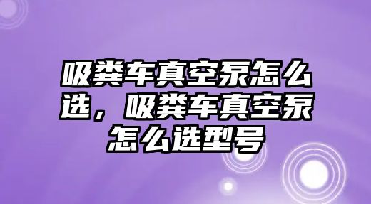 吸糞車真空泵怎么選，吸糞車真空泵怎么選型號