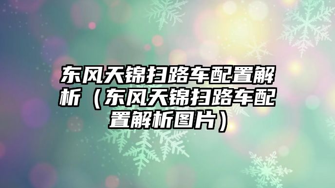 東風天錦掃路車配置解析（東風天錦掃路車配置解析圖片）