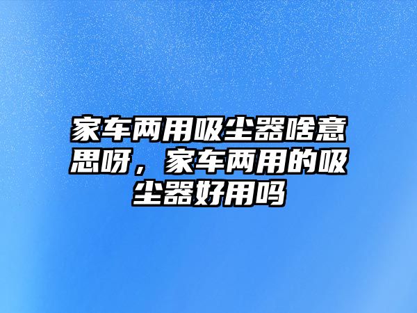 家車兩用吸塵器啥意思呀，家車兩用的吸塵器好用嗎