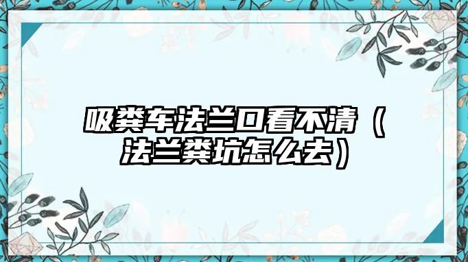 吸糞車法蘭口看不清（法蘭糞坑怎么去）