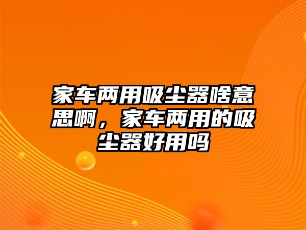 家車兩用吸塵器啥意思啊，家車兩用的吸塵器好用嗎