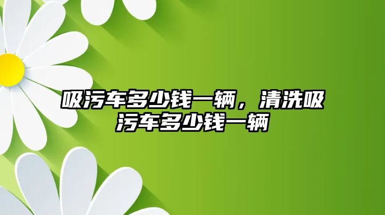 吸污車多少錢一輛，清洗吸污車多少錢一輛