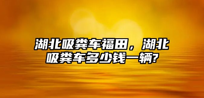 湖北吸糞車福田，湖北吸糞車多少錢一輛?