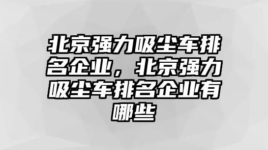 北京強力吸塵車排名企業(yè)，北京強力吸塵車排名企業(yè)有哪些