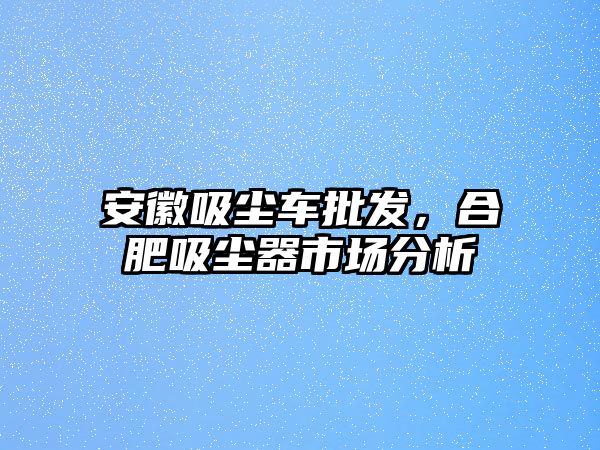 安徽吸塵車批發，合肥吸塵器市場分析