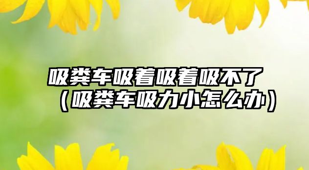 吸糞車吸著吸著吸不了（吸糞車吸力小怎么辦）