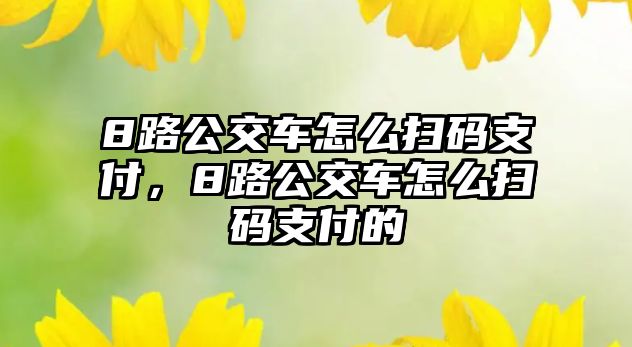 8路公交車怎么掃碼支付，8路公交車怎么掃碼支付的