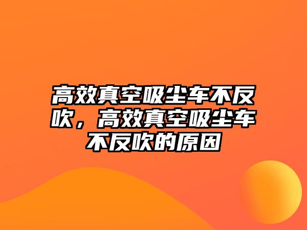 高效真空吸塵車不反吹，高效真空吸塵車不反吹的原因