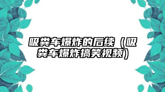 吸糞車爆炸的后續(xù)（吸糞車爆炸搞笑視頻）