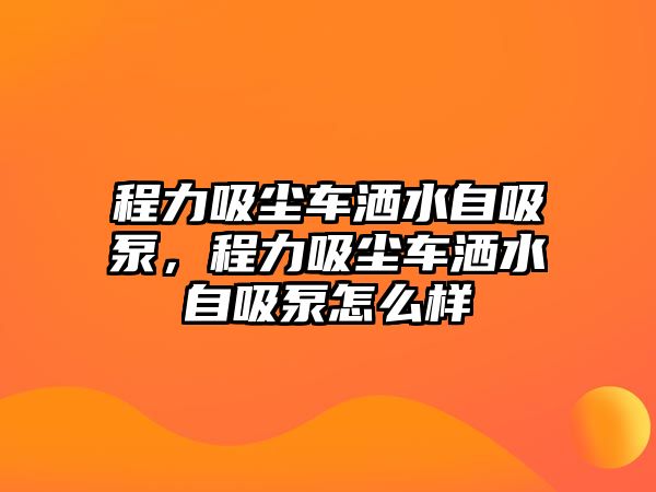 程力吸塵車灑水自吸泵，程力吸塵車灑水自吸泵怎么樣