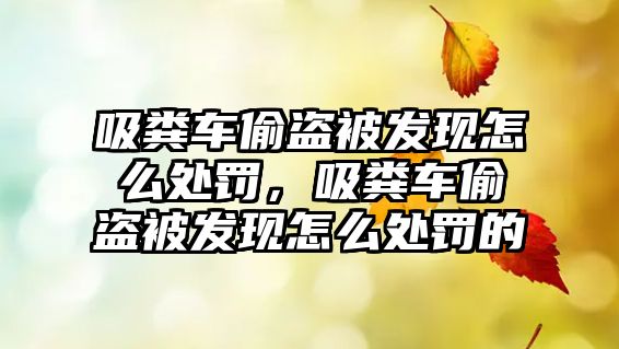 吸糞車偷盜被發(fā)現(xiàn)怎么處罰，吸糞車偷盜被發(fā)現(xiàn)怎么處罰的