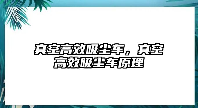 真空高效吸塵車，真空高效吸塵車原理