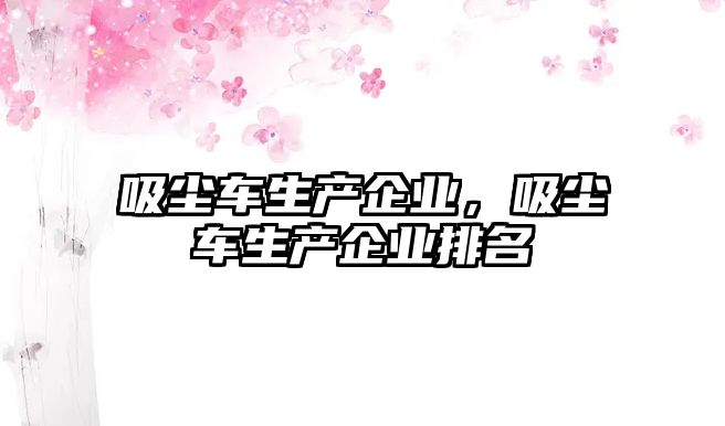 吸塵車生產(chǎn)企業(yè)，吸塵車生產(chǎn)企業(yè)排名