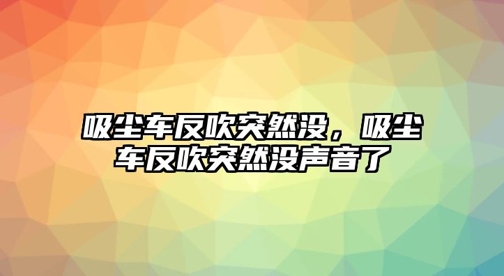 吸塵車反吹突然沒，吸塵車反吹突然沒聲音了