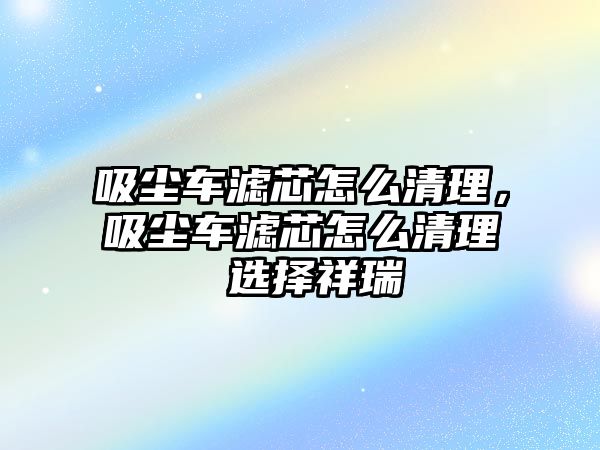 吸塵車濾芯怎么清理，吸塵車濾芯怎么清理 選擇祥瑞