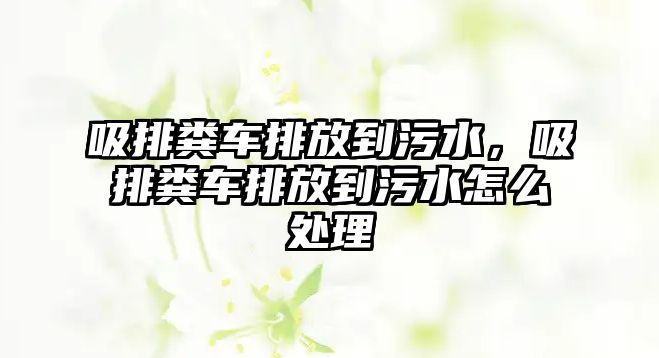 吸排糞車排放到污水，吸排糞車排放到污水怎么處理