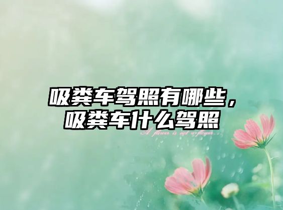 吸糞車駕照有哪些，吸糞車什么駕照