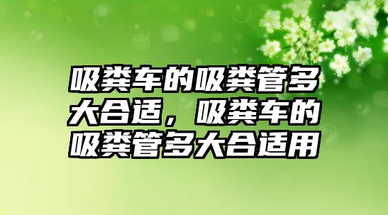 吸糞車的吸糞管多大合適，吸糞車的吸糞管多大合適用