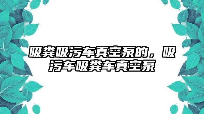 吸糞吸污車真空泵的，吸污車吸糞車真空泵