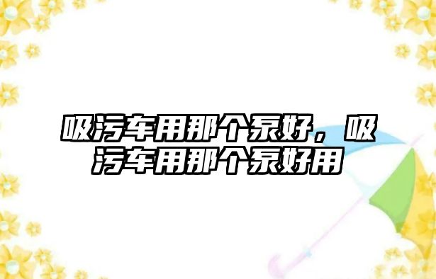吸污車用那個(gè)泵好，吸污車用那個(gè)泵好用