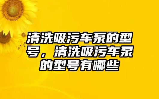 清洗吸污車泵的型號，清洗吸污車泵的型號有哪些