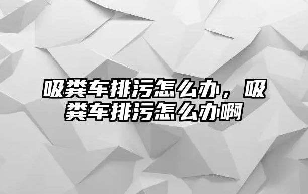 吸糞車排污怎么辦，吸糞車排污怎么辦啊