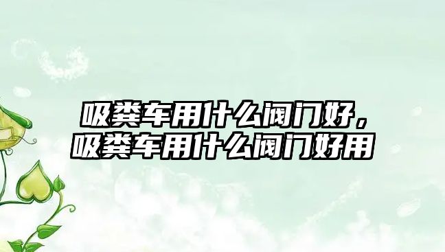 吸糞車用什么閥門好，吸糞車用什么閥門好用