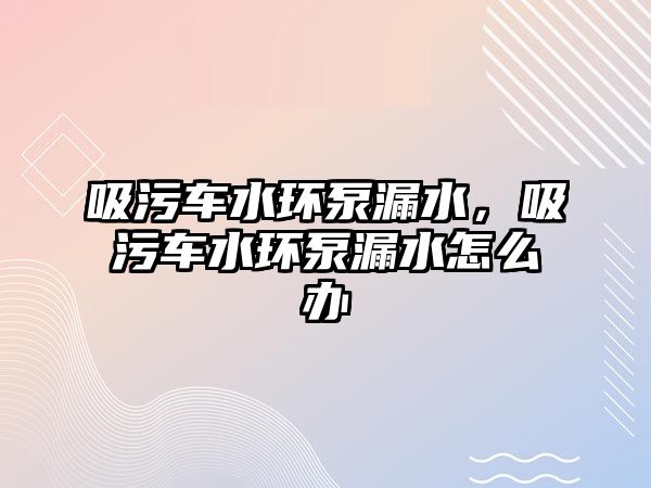 吸污車水環泵漏水，吸污車水環泵漏水怎么辦