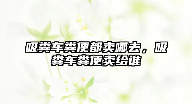 吸糞車糞便都賣哪去，吸糞車糞便賣給誰