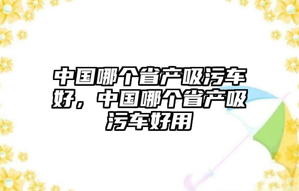 中國哪個省產吸污車好，中國哪個省產吸污車好用