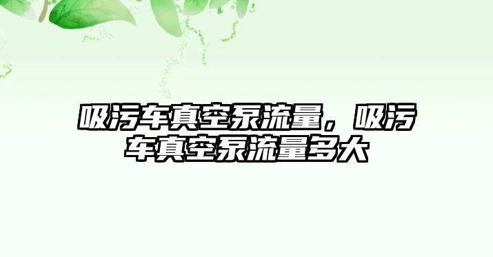 吸污車真空泵流量，吸污車真空泵流量多大