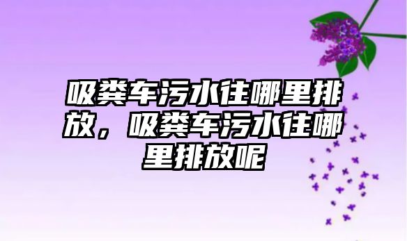 吸糞車污水往哪里排放，吸糞車污水往哪里排放呢