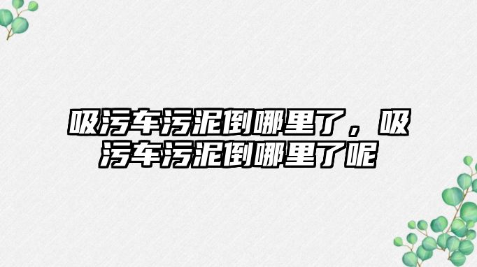 吸污車污泥倒哪里了，吸污車污泥倒哪里了呢