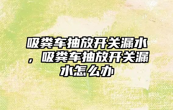 吸糞車抽放開關漏水，吸糞車抽放開關漏水怎么辦