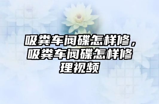 吸糞車閥碟怎樣修，吸糞車閥碟怎樣修理視頻