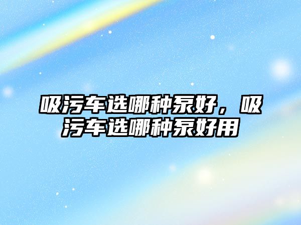 吸污車選哪種泵好，吸污車選哪種泵好用