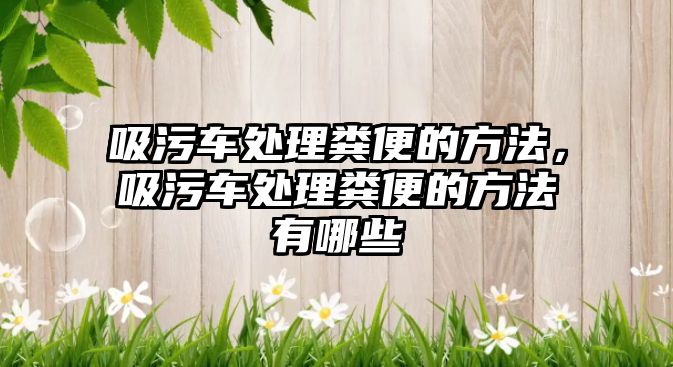 吸污車處理糞便的方法，吸污車處理糞便的方法有哪些