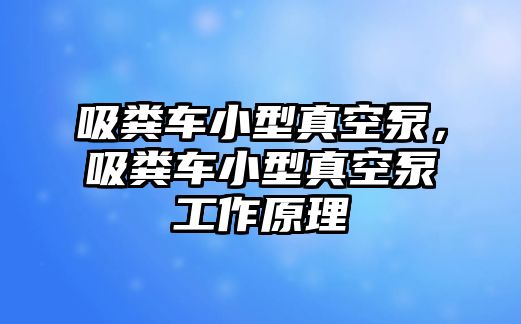 吸糞車小型真空泵，吸糞車小型真空泵工作原理