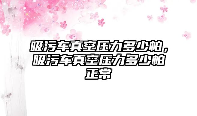 吸污車真空壓力多少帕，吸污車真空壓力多少帕正常