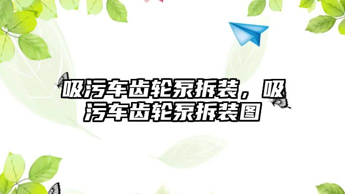 吸污車齒輪泵拆裝，吸污車齒輪泵拆裝圖