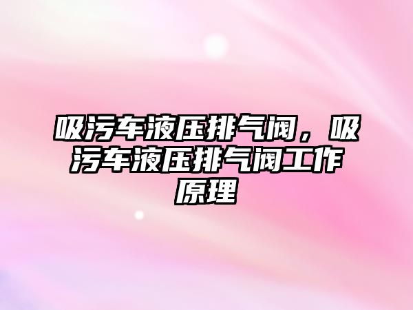 吸污車液壓排氣閥，吸污車液壓排氣閥工作原理