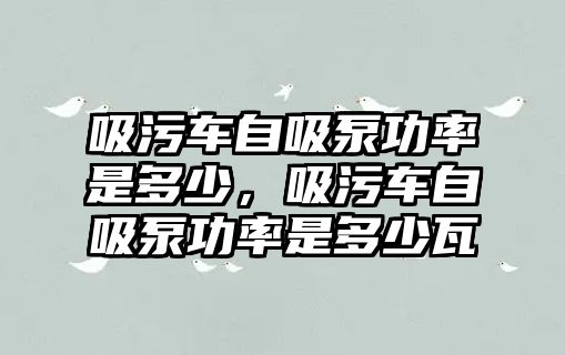 吸污車自吸泵功率是多少，吸污車自吸泵功率是多少瓦