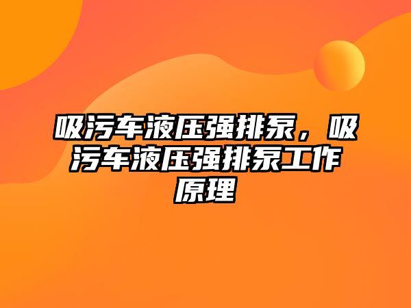 吸污車液壓強排泵，吸污車液壓強排泵工作原理