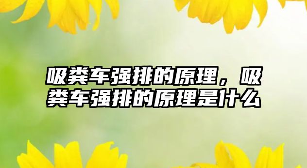 吸糞車強排的原理，吸糞車強排的原理是什么